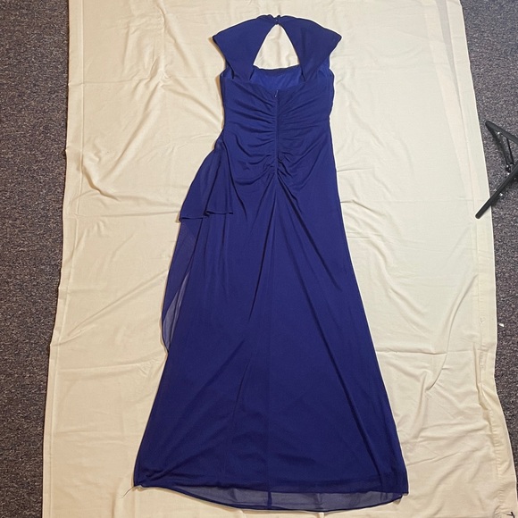 Xscape Royal Blue Asymmetrical Prom Gala Dress Gown - Picture 6 of 15